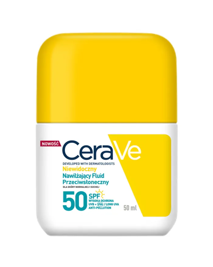 Niewidoczny Nawilżający Fluid Przeciwsłoneczny, SPF 50 Wysoka Ochrona​ CeraVe